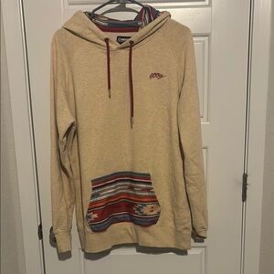 Hooey Tan and Red Serape Print Sweatshirt Casual Hoodie